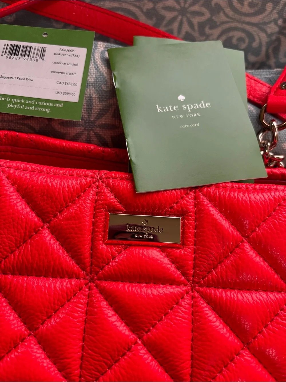 NWT kate spade Quilted Orange and Pink Leather Shoulder Bag